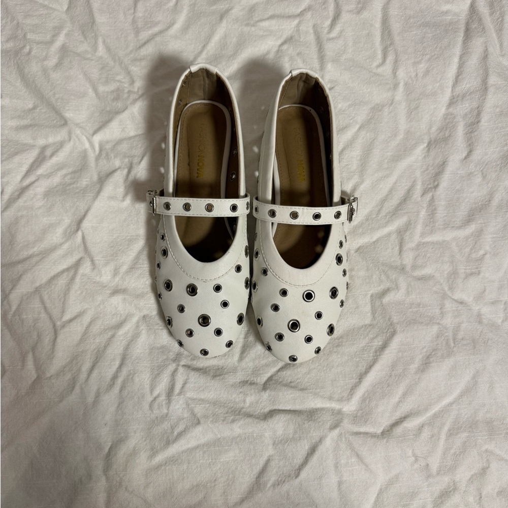White Shoes with Studded Design
